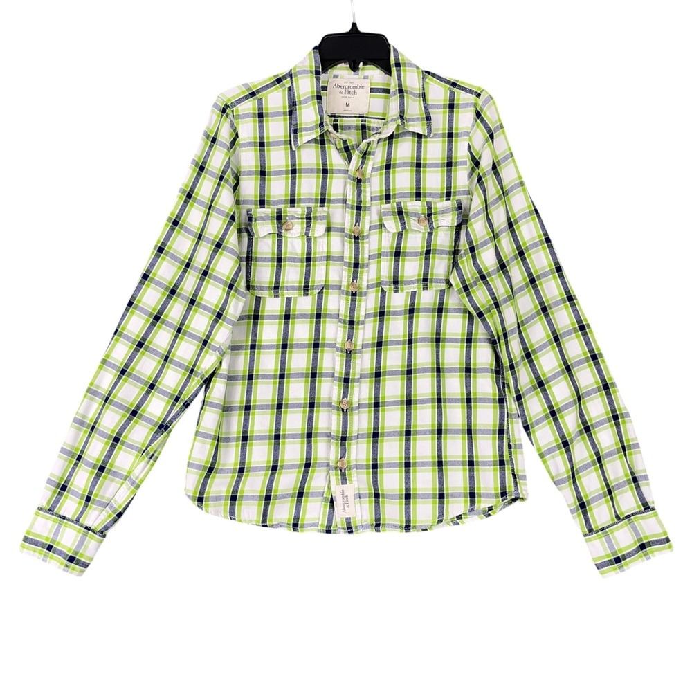 Abercrombie & Fitch Muscle Flannel Shirt M Plaid Cotton‎ Preppy Casual Classic